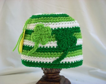 St. Patrick's Day Irish Four Leaf Clover Applique Hat, Matching Fashion Accessories, Boy's Winter Knit Beanie - Seasonal