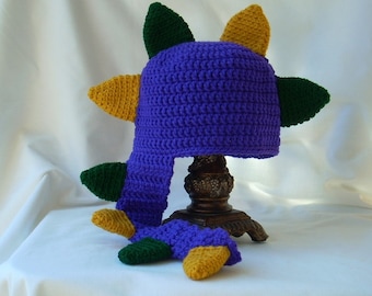 Dinosaur/ Dragon Animal Crochet Hat, Mardi Gras Party Costume Knit Hat - Seasonal
