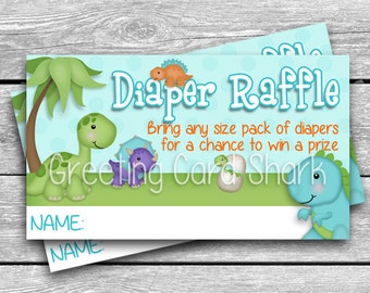 DIY Instant Digital Download Dino Diaper Raffle Tickets - Cute Dinosaur - Printable Baby Shower Party