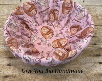 Linen Banneton Basket Liner, Linen Bowl Liner, Linen Bread Proofing Basket Liner, Artisan Bread Liner, Pink Sourdough Print