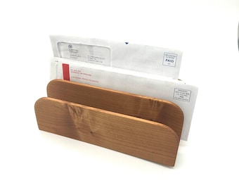 Organiseur de courrier, porte-lettre pour bureau ou plan de travail, organiseur de lettre en bois