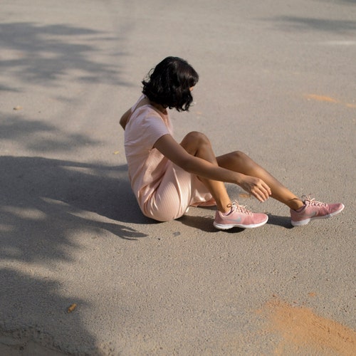 Meena tee dress manjith shops pink banana silk zig-zag weave