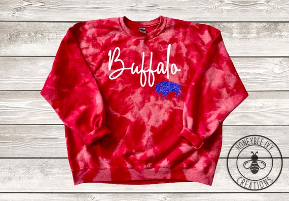 red bleach dye sweatshirt