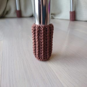 Crochet chair socks for wood floor. Decorative protectors for furniture. Table leg cover