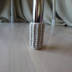 Crochet chair legs socks for wooden floors. Cotton table leg protectors