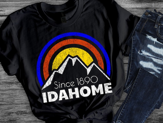 Idaho Love T Shirt for Women with Retro Idahome Mountain Boise Blue and Orange Tshirt Cool Unique Artistic Gift Idaho Love T Shirt for Women with Retro Idahome Mountain Boise Blue and Orange Tshirt Cool Unique Artistic Gift