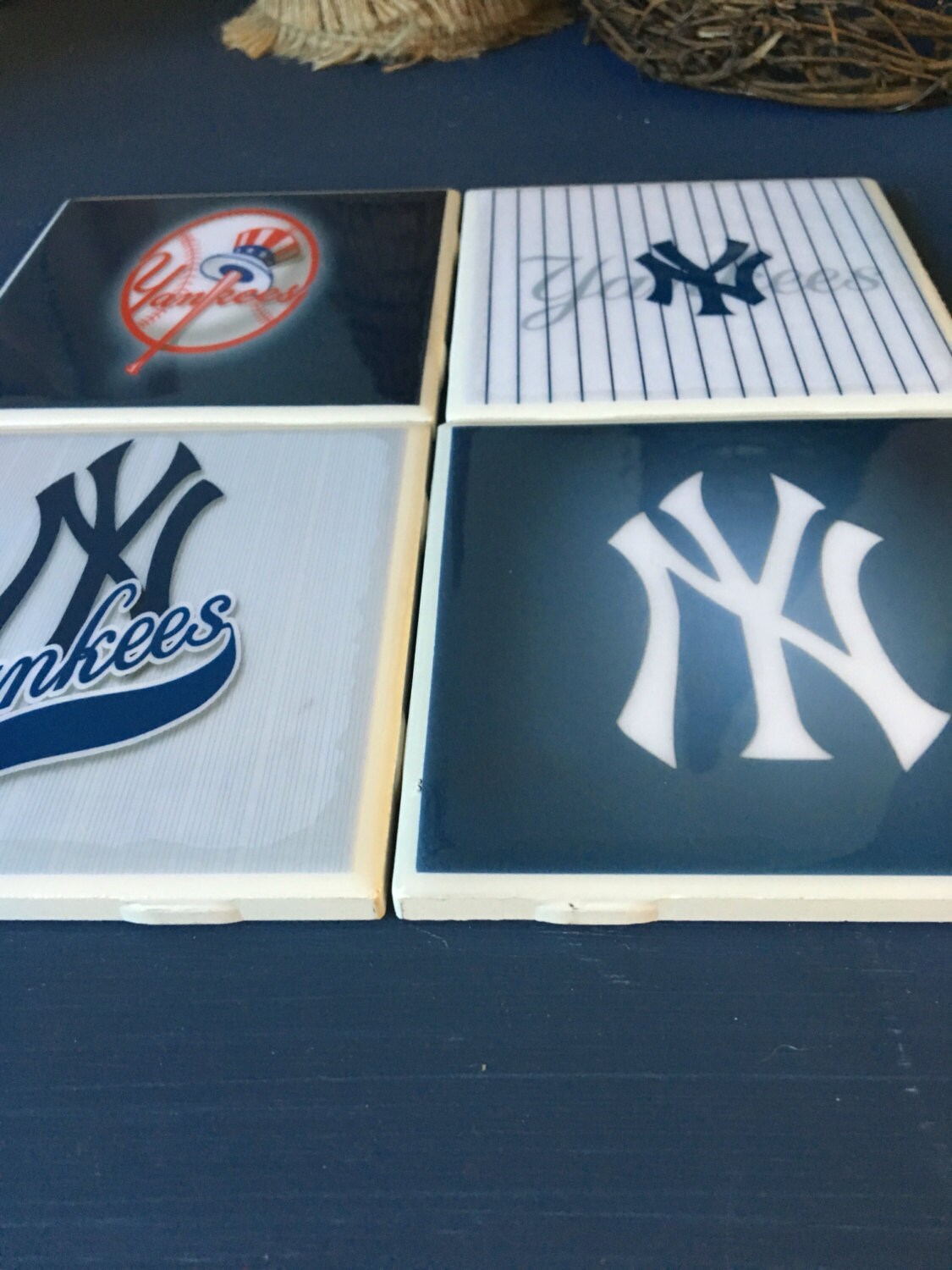 New York Yankees Coaster Set Etsy