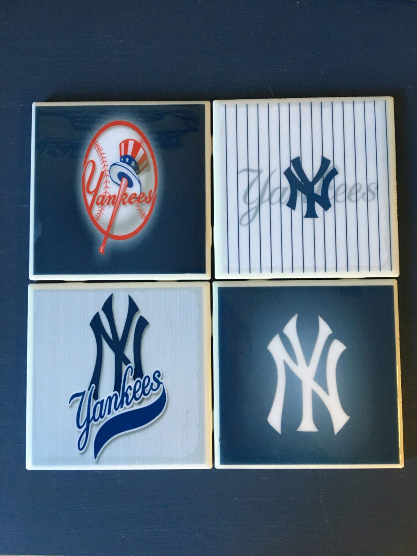 New York Yankees Coaster Set Etsy