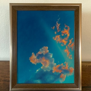 landscape oil painting fine art print | orange clouds | wall art home decor