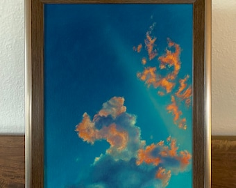 landscape oil painting fine art print | orange clouds | wall art home decor