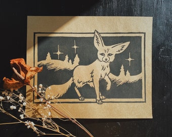 fennec fox | fine art block print 8 x 10”