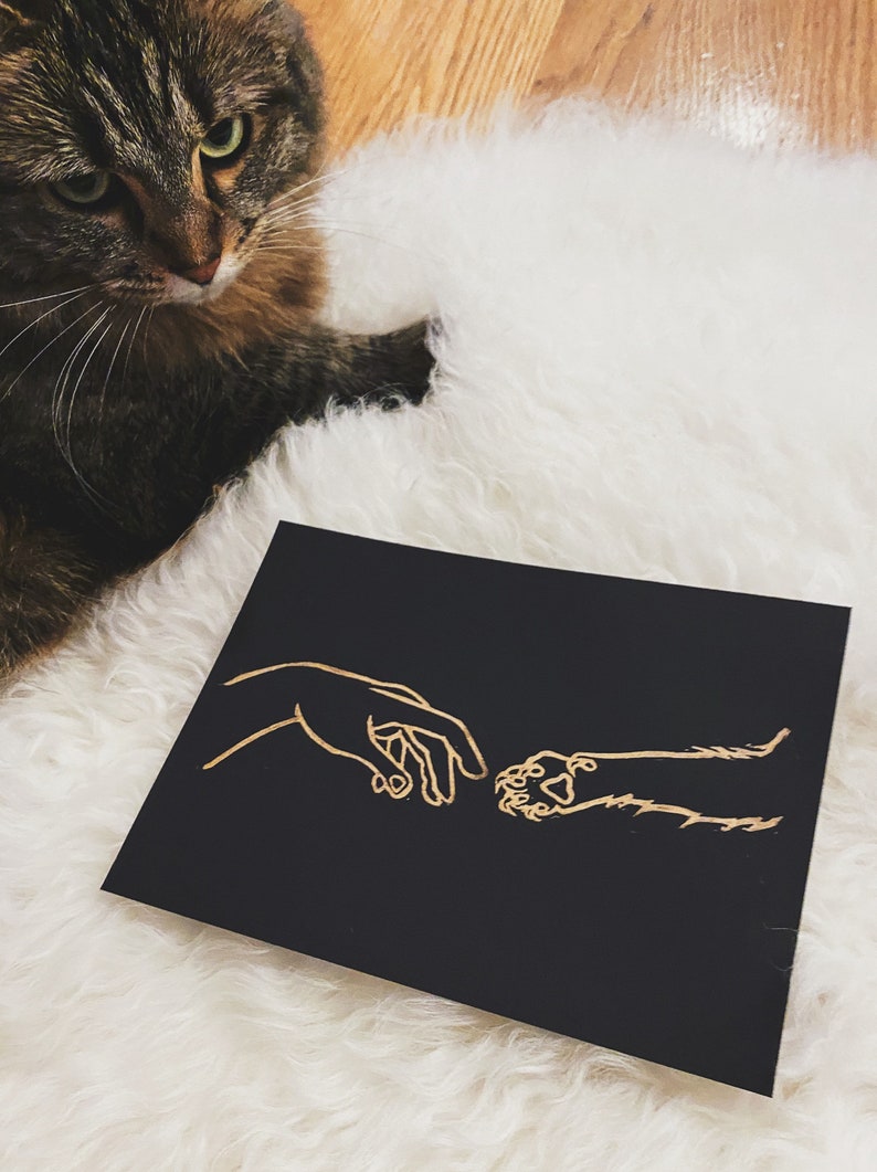 fine art block print 5 x 7\u201d cat edition the creation of adam