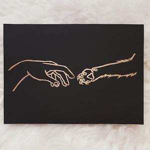 the creation of adam: cat edition | fine art block print 5 x 7”