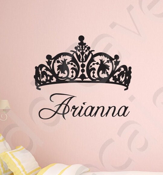 Princess Tiara Crown Custom Name Vinyl Wall Decal Girls Etsy