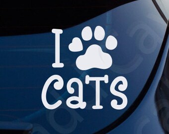 I Love Cats Decal Car Window Laptop