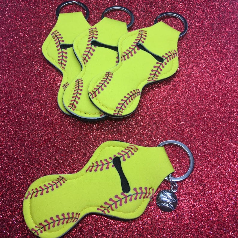 Softball Chapstick Holder Keychain Free Charm Softball Etsy