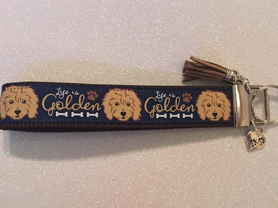 Golden Retriever Wristlet Keychain Key Fob Purebred Dog