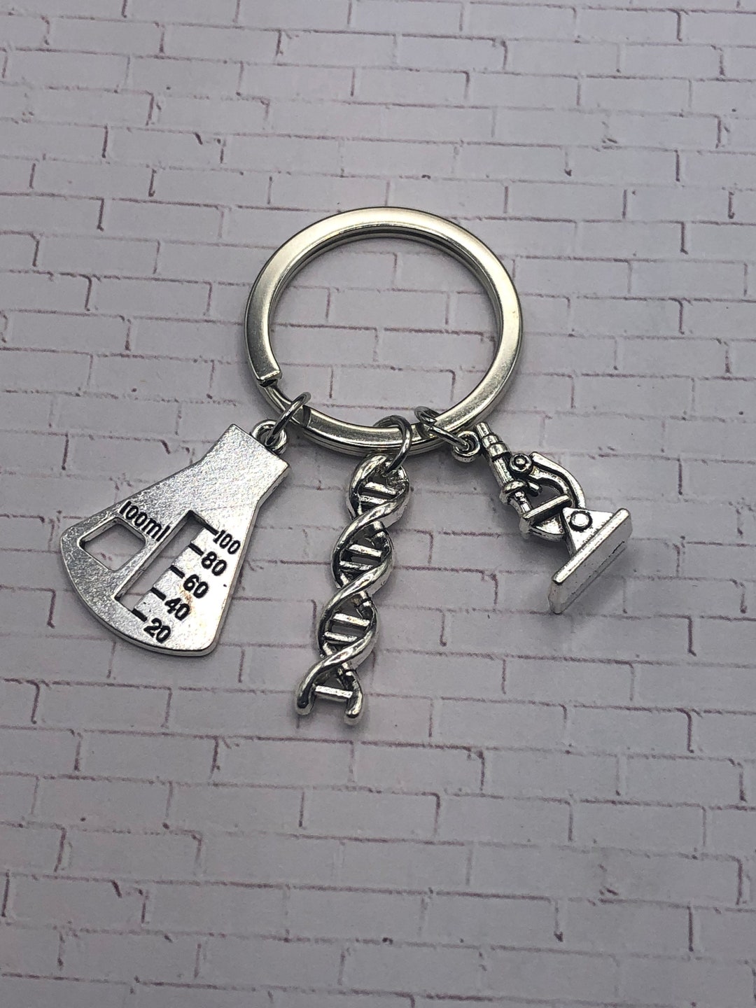 Science Keychain Science Teacher Charm Biology Keychain Etsy