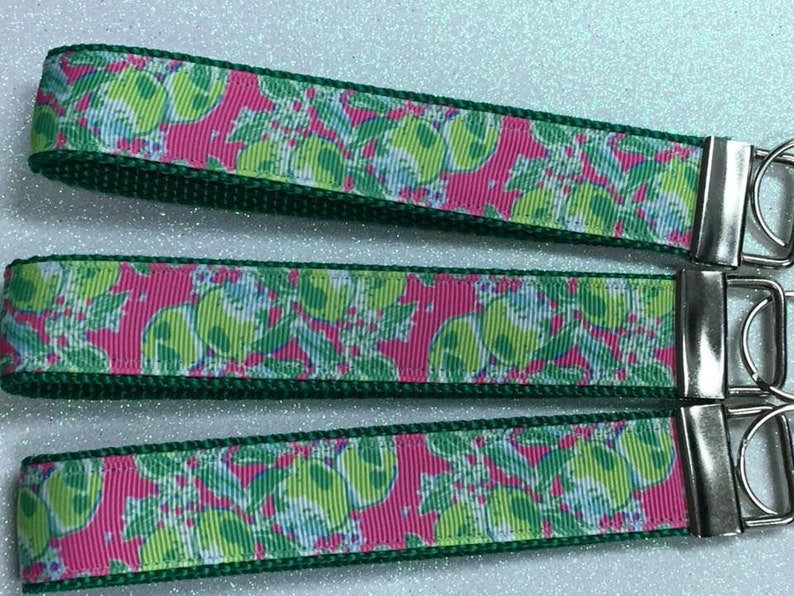 Free Charm Limes Lime Wristlet Lime Keychain Lime Key FOB Grosgrain Ribbon