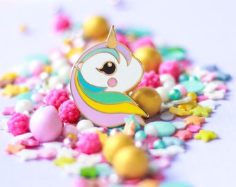 Unicorn lapel pin rainbow enamel pin badge is a cute kawaii rainbow gift for her or him and every unicorn  kawaii lover.