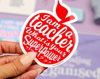 Teacher what is your superpower car vinyl decal is a great appreciation gift for any teacher. Looks great on a teachers laptop or snowboard.