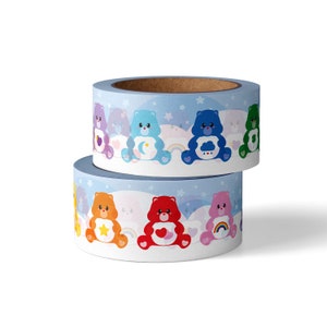 Troetelbeer washi-tape met knorrige troetelbeer regenboog troetelbeer funshine beer etc is een plakboektape blauw roze paarse troetelbeer