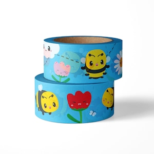Cute Bumblebee Flower Masking Washi tape ist ein Scrapbook Papier Tape für lustiges Blumen Bullet Journaling, Basteln, Geschenkverpackungen und mehr