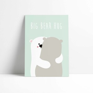 Carte A6 gros câlin d’ours. Jolie carte d'ours polaire, adaptée à toute occasion, meilleurs vœux, nouvelle maison, anniversaire ou perte.