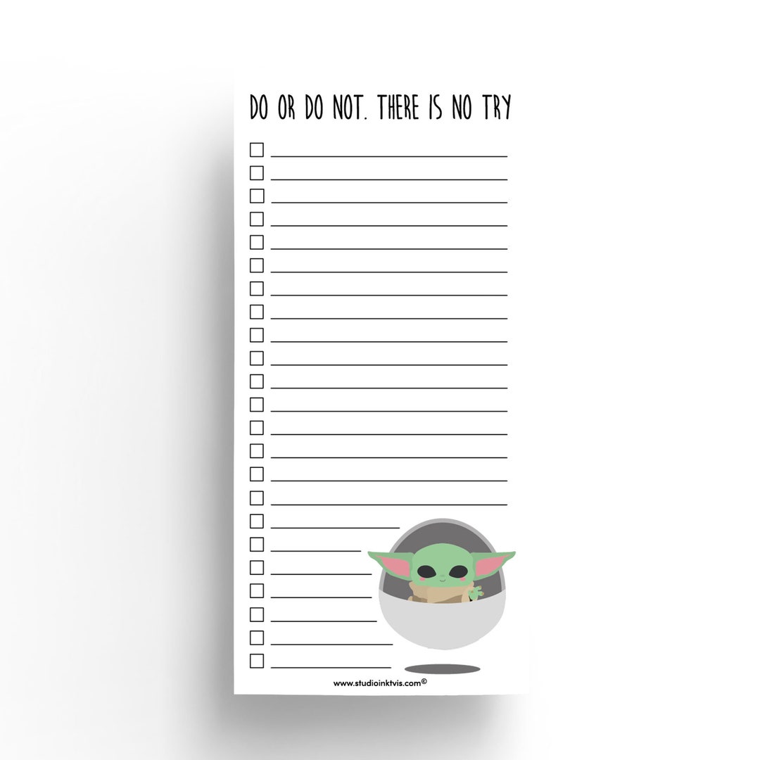 Star Wars to Do List Notepad Baby Yoda Desk Planner to Do List Looks