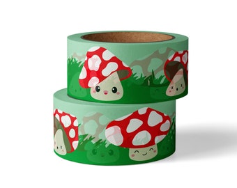 Red mushroom toadstool washi masking tape or dotted tape is such a cute kawaii tape. Great for decorating and gift wrapping.