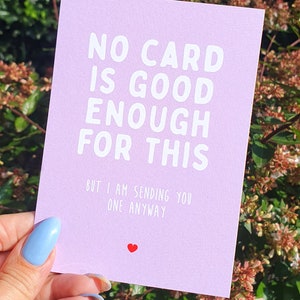 Aucune carte n'est suffisante, mais je vous en envoie une quand même. Vous êtes courageux, féroce et fort. Carte de câlin, carte de pensée de vous