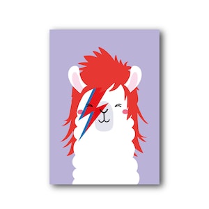 Carta del lama di Ziggy Stardust David Bowie. Biglietto di auguri di buon compleanno Bowieday o biglietto di tutti i giorni per un fan di Bowie