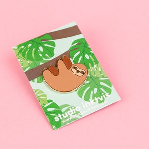 Sloth pin is a cute jungle animal enamel lapel pin gift for her or any sloth lover . Cool sloth chill pin image 6