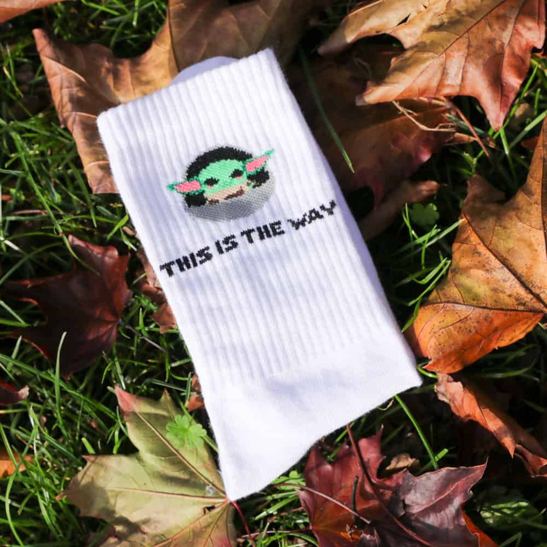 Baby Yoda Cotton Crew Socks With Baby Yoda. This is the Way Crew Socks