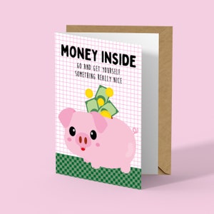 Adorable porte-cartes d'anniversaire avec un cochon mignon pour offrir de l'argent d'anniversaire dans une carte avec enveloppe