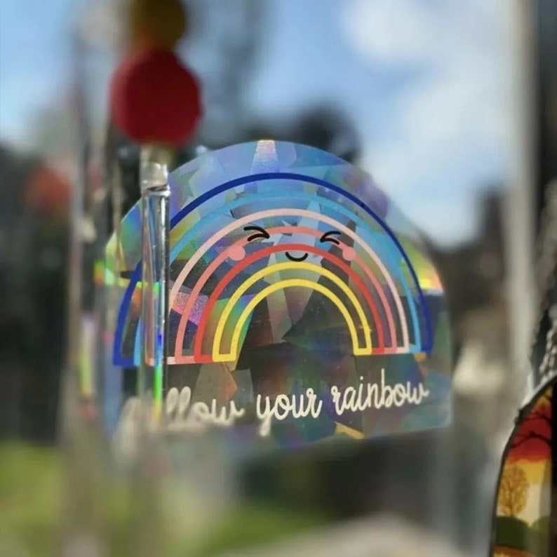 Suncatcher Sticker Rainbow kawaii Sun Catcher Rainbow Maker, Follow your rainbow Window Decal Sunshine Sparkle, Bright, Nursery image 2