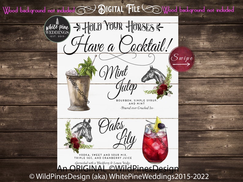 Kentucky Derby Drink Sign Mint Julep Sign Oaks Lily Drink Etsy