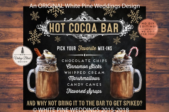 3 Pieces Hot Cocoa Bar Kit Includes 1 Hot Cocoa Banner 2 Hot Chocolate Bar  Sign Hot Cocoa Bar Accessories for Christmas Winter Holiday Birthday Baby