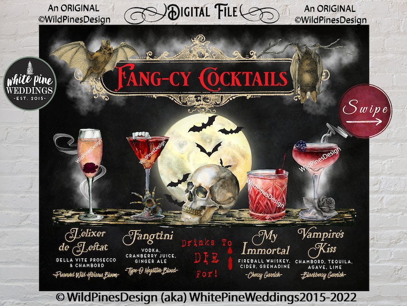 Halloween Drink Sign Printable, Halloween Cocktails, Halloween Bar Menu, Halloween Party Drinks