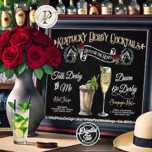 Kentucky Derby Drink Printable, Derby Cocktails, Mint Julep, Kentucky Derby Party, Talk Derby to Me, Signature Drink Sign, Derby Decoration