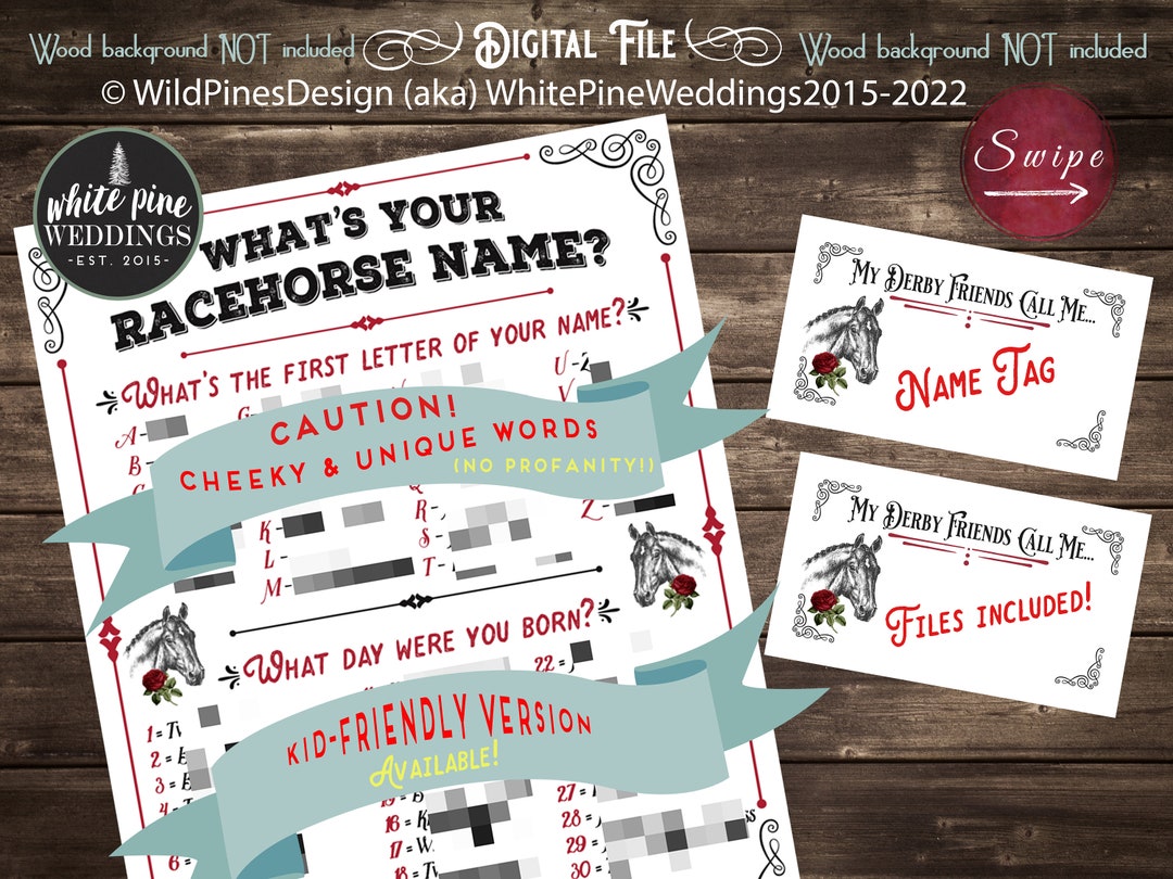 Kentucky Derby Name Game Derby Name Tags Kentucky Derby Etsy