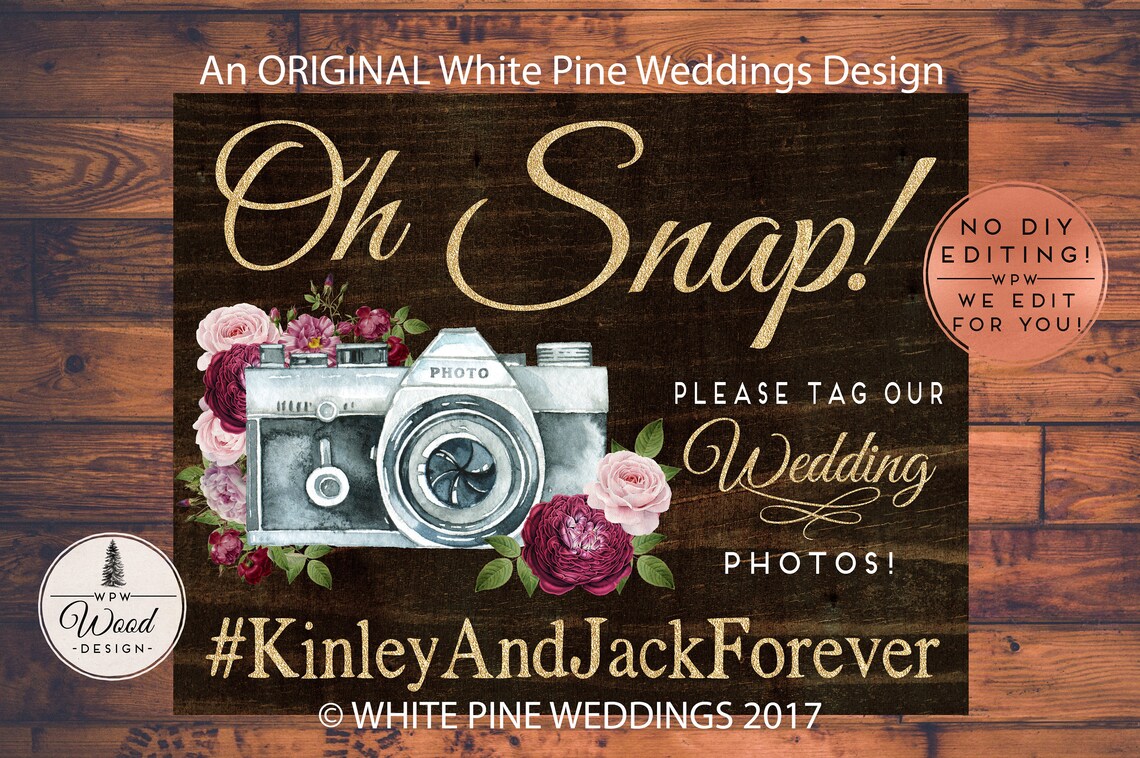 PRINTABLE Oh Snap Sign Wedding Instagram Sign Wedding | Etsy