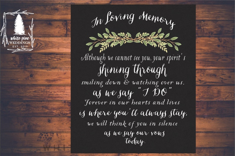 PRINTABLE Wedding MEMORIAL Sign In Loving Memory | Etsy