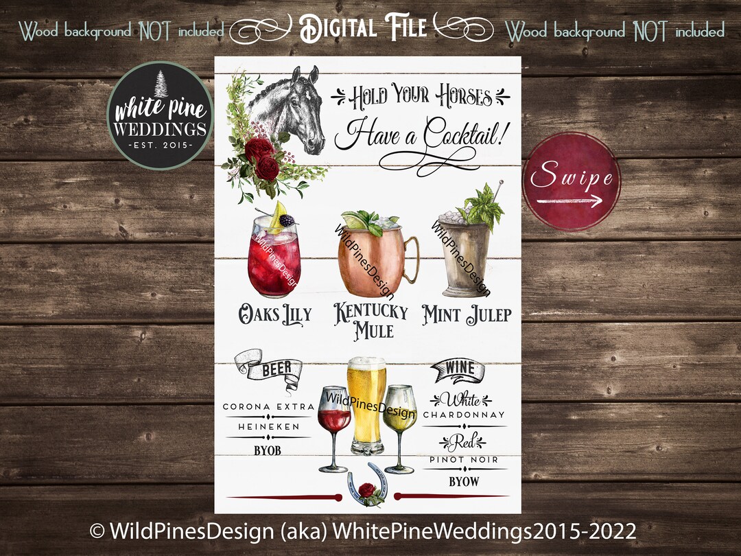 Kentucky Derby Signature Drink Sign Derby Bar Menu Derby - Etsy