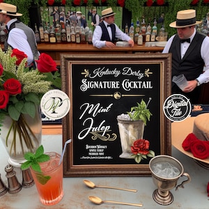 Kentucky Derby Mint Julep Drink Sign, Kentucky Derby Cocktail, Kentucky Derby Party, Derby Bar Menu, Derby Decor, Race Day, Horse Race