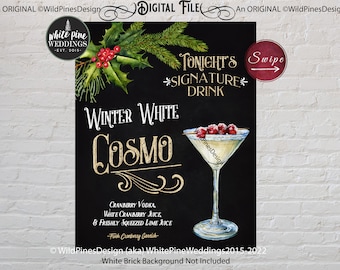 Christmas Signature Drink Sign, Christmas Cocktail, Winter Wedding Drinks, Holiday Drink Sign, Holiday Cocktail, Holiday Party, Office Party