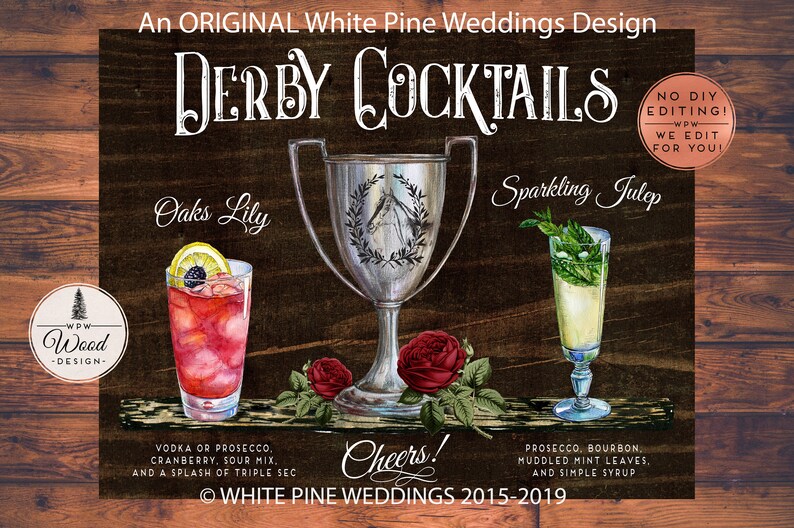 Kentucky Derby Signature Drinks Kentucky Derby Drink Sign Etsy