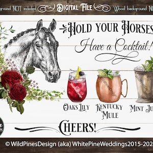 Custom Kentucky Derby Drinks, Derby Bar Menu, Derby Cocktails, Derby Drink Sign, Kentucky Derby Party, Derby Decorations, Race Day, Julep