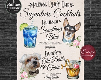 Pet Signature Drink Sign Printable, Pet Cocktail Sign, Drink Sign with Pet, Bar Menu with Pet, Something Old Fashioned Something Blue, Pink