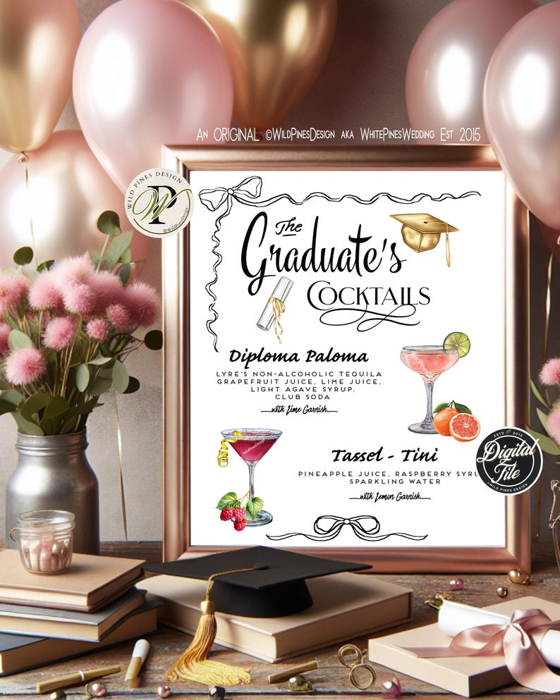 Customizable Graduation Drinks Menu, Party Decor (digital File), - Etsy